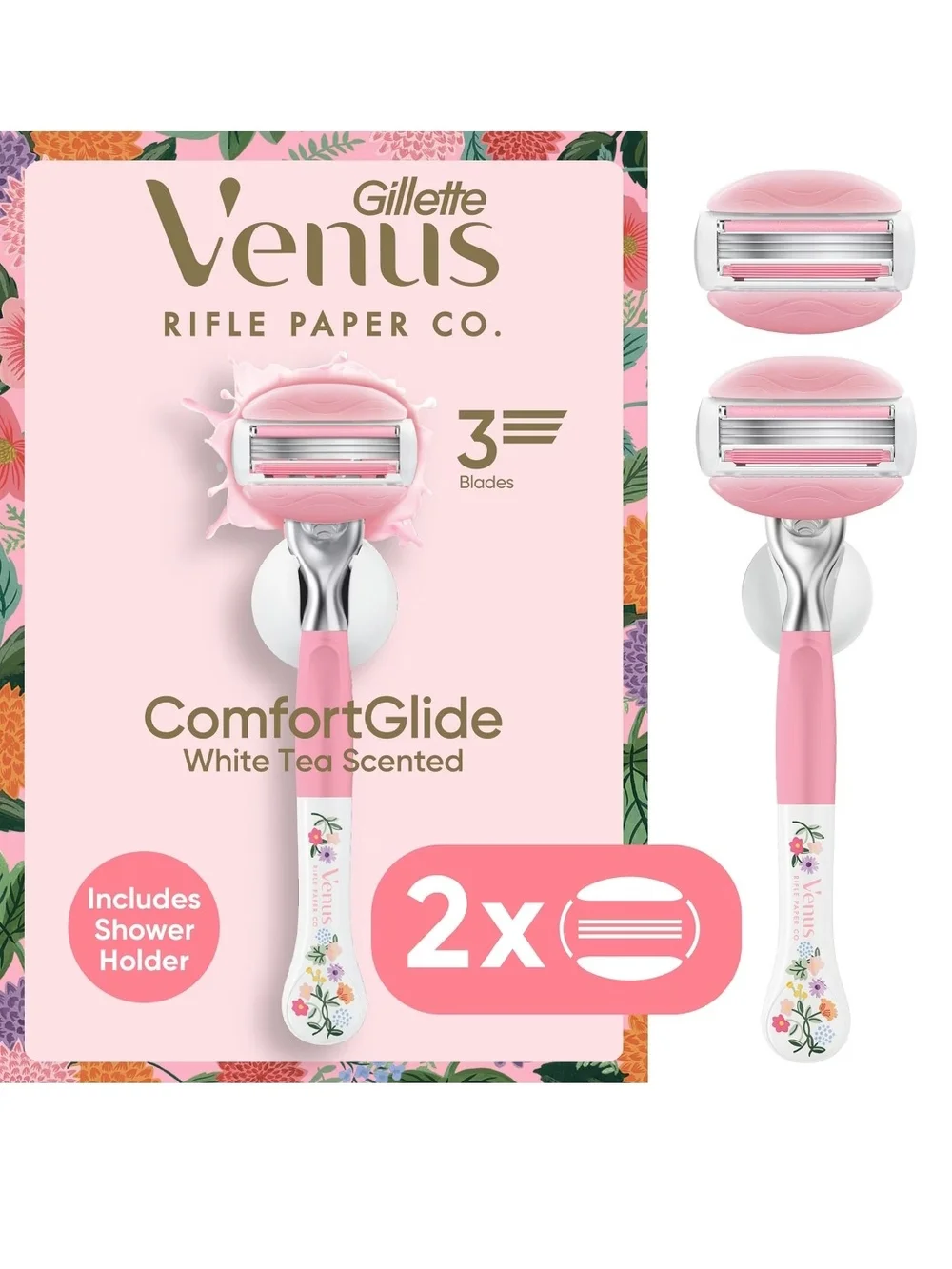 Gillette Venus ComfortGlide White Tea Scented Razor - Floral Designer Handle
